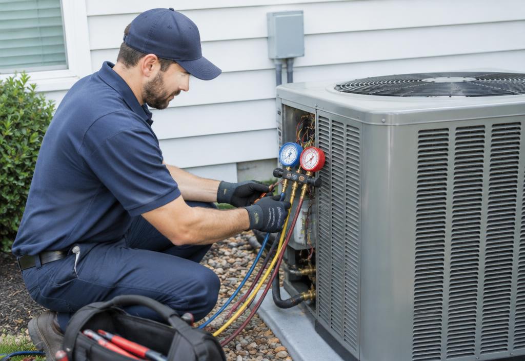 HVAC professional at a residential home