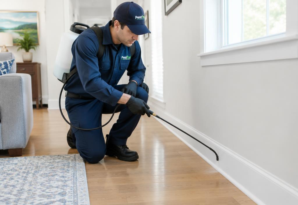 Pest Control professional at a residential home